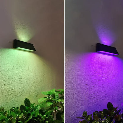 Modern Minimalist Solar Waterproof Aluminum Glass Rectangular Slant LED Patio Wall Sconce Lamp For Outdoor