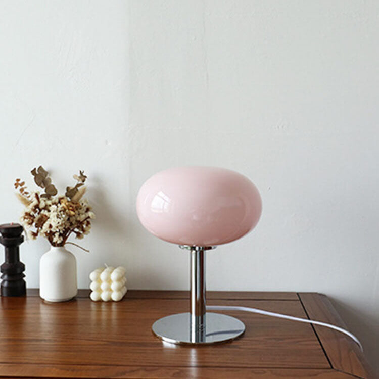 Contemporary Nordic Round Iron Glass 1-Light Table Lamp For Bedroom