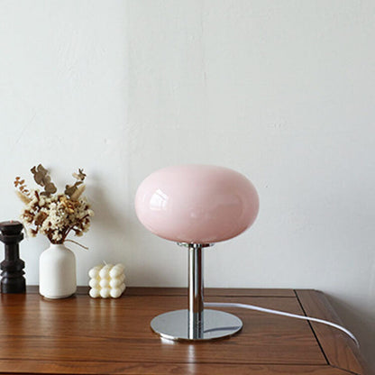 Contemporary Nordic Round Iron Glass 1-Light Table Lamp For Bedroom