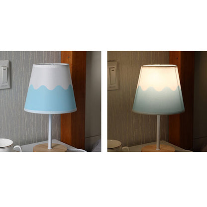 Contemporary Nordic Solid Wood Fabric Cone LED Table Lamp For Living Room & Bedroom