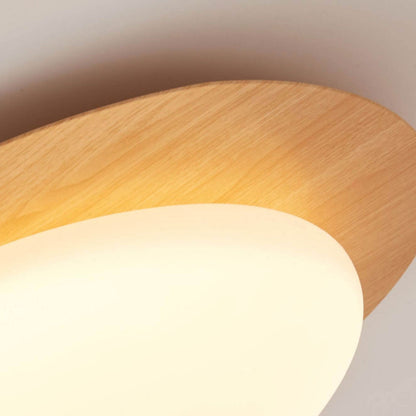 Nordic Iron Wood Grain Pebble LED Flush Mount Ceiling Light