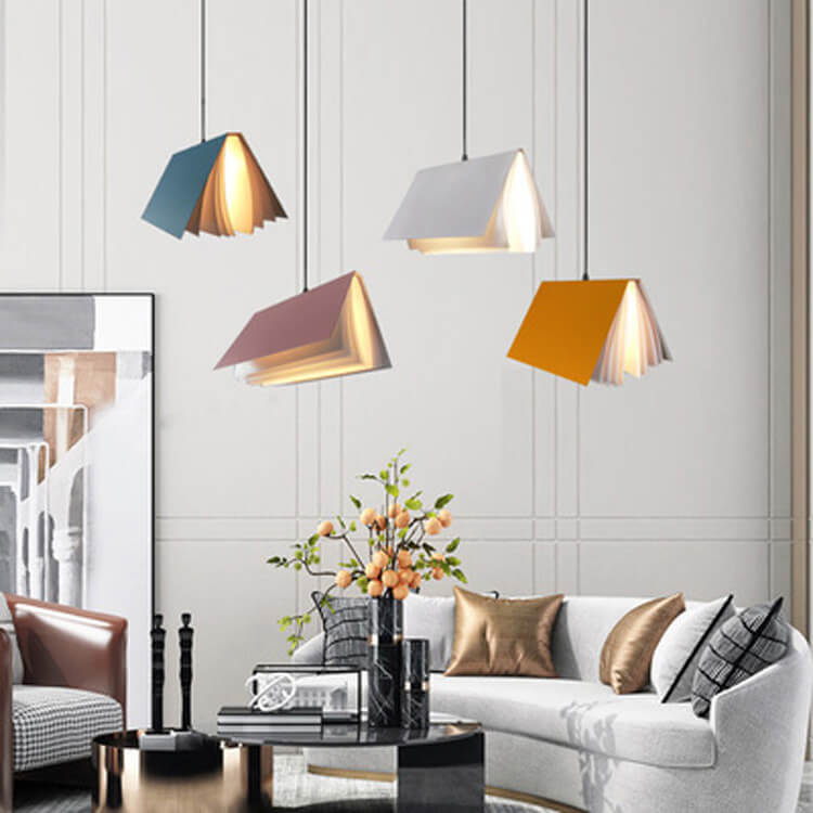 Flying Book 1-Light Metal PVC Book Shade Pendant Light