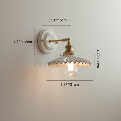 Traditional Vintage Round Ceramic Brass 1-Light Wall Sconce Lamp for Living Room