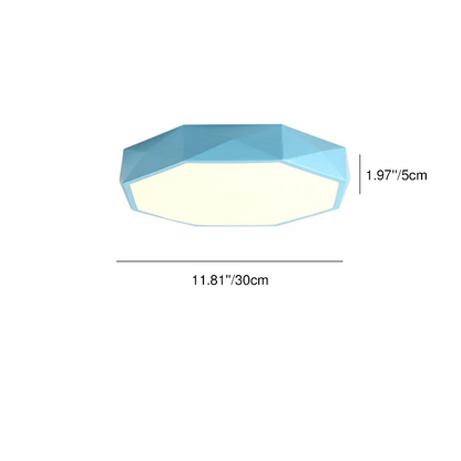 Contemporary Nordic Macaron Diamond Geometry Iron Acrylic LED Flush Mount Ceiling Light For Living Room