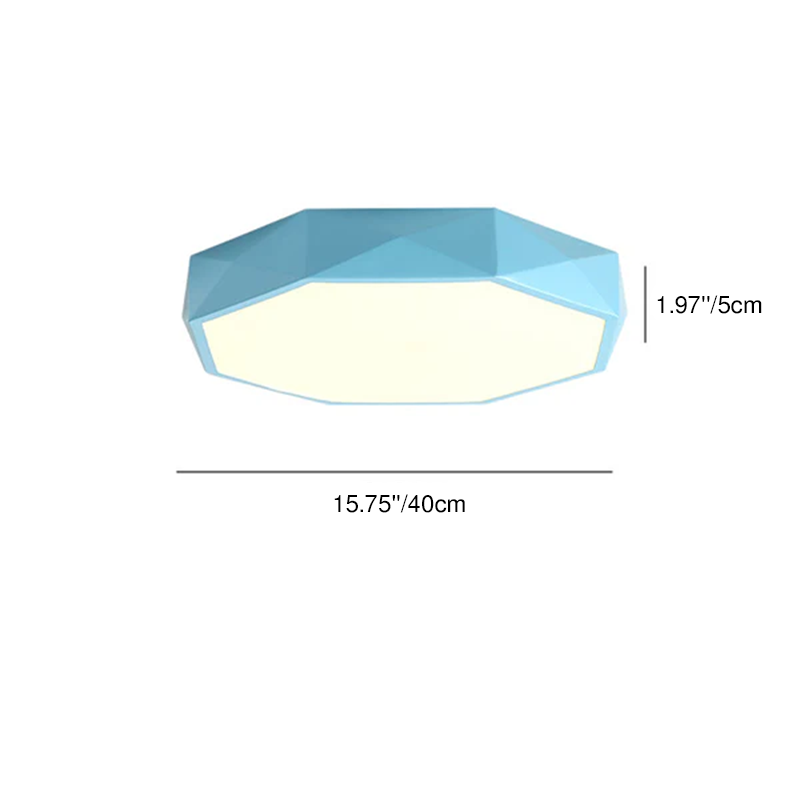 Contemporary Nordic Macaron Diamond Geometry Iron Acrylic LED Flush Mount Ceiling Light For Living Room