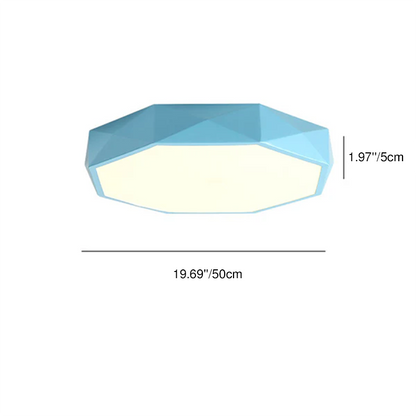 Contemporary Nordic Macaron Diamond Geometry Iron Acrylic LED Flush Mount Ceiling Light For Living Room