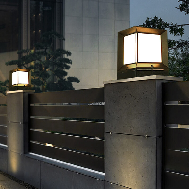 Contemporary Industrial ABS Acrylic Square LED Solar Outdoor Waterproof Lawn Fence Lamp for Outdoor Patio