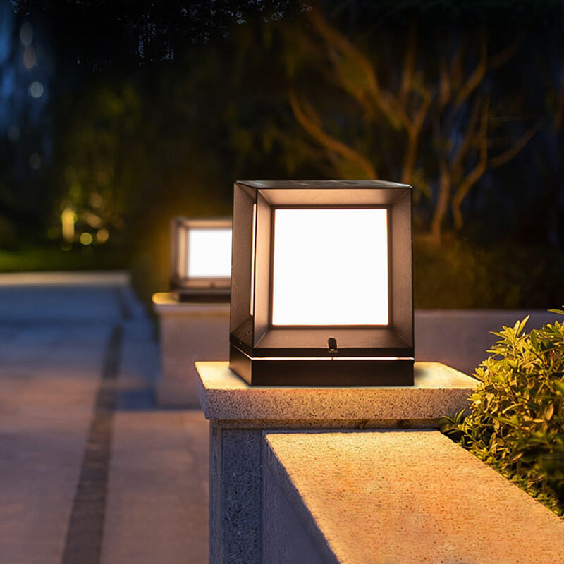 Contemporary Industrial ABS Acrylic Square LED Solar Outdoor Waterproof Lawn Fence Lamp for Outdoor Patio