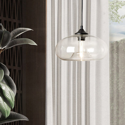 Creative Colored Glass Oval 1-Light Pendant Light