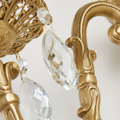 Traditional French Crystal Candelabra Brass 1/2 Light Wall Sconce Lamp