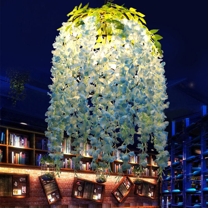 Contemporary Creative Iron Simulation of Flowers Plastic Silk Fabric Colorful Flower 1/3/5-Light Globe Flower Chandeliers For Living Room & Bedroom