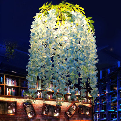 Contemporary Creative Iron Simulation of Flowers Plastic Silk Fabric Colorful Flower 1/3/5-Light Globe Flower Chandeliers For Living Room & Bedroom