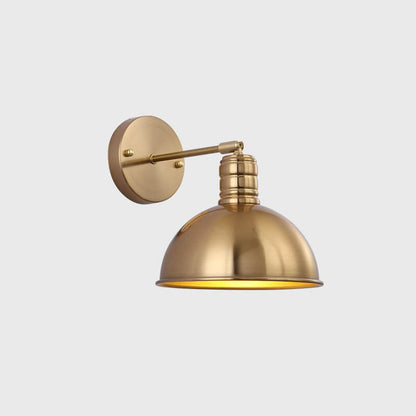 Contemporary Industrial Iron Plated Brass Cone Round 1-Light Wall Sconce Lamp for Living Room