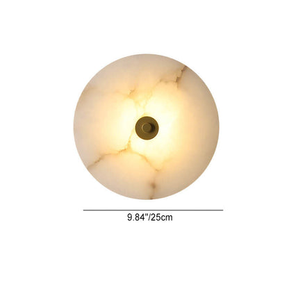 Contemporary Luxury Round Marble Iron LED Wall Sconce Lamp For Living Room & Bedroom