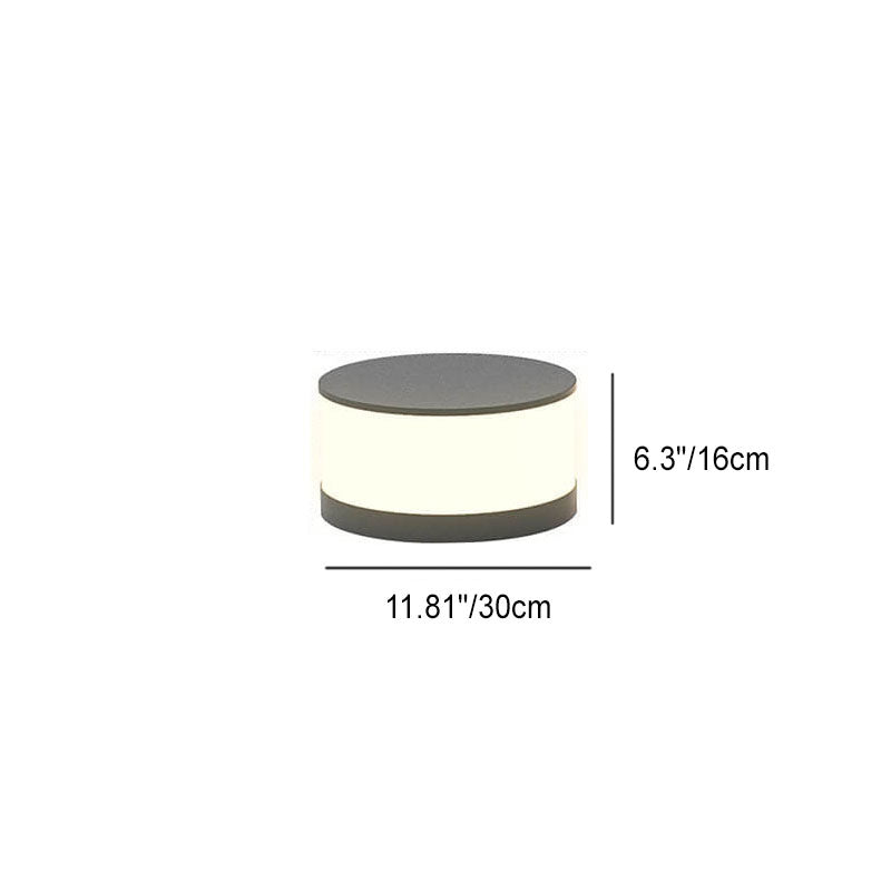 Modern Minimalist Solar Outdoor Round Column Post Head LED Waterproof Landscape Light for Garden