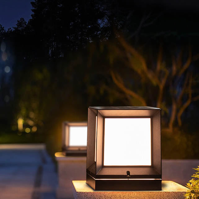Contemporary Industrial ABS Acrylic Square LED Solar Outdoor Waterproof Lawn Fence Lamp for Outdoor Patio