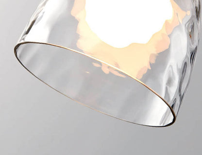 Modern Minimalist Clear Rippled Glass Iron Shaded 1-Light Pendant Light for Living Room