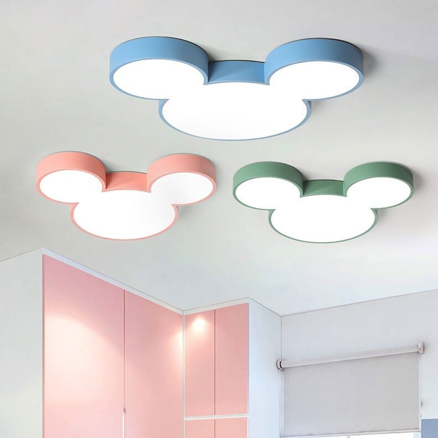 Contemporary Creative Mouse Cartoon Slim LED Flush Mount Ceiling Light For Living Room & Bedroom