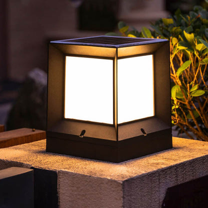Contemporary Industrial ABS Acrylic Square LED Solar Outdoor Waterproof Lawn Fence Lamp for Outdoor Patio