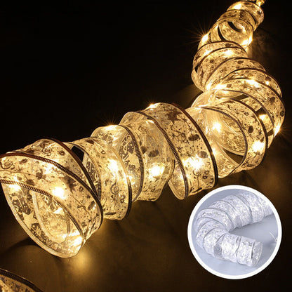 Christmas Tree Decoration Ribbon Gift LED String Lights
