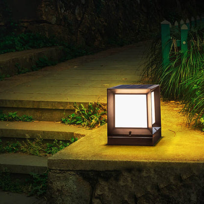 Contemporary Industrial ABS Acrylic Square LED Solar Outdoor Waterproof Lawn Fence Lamp for Outdoor Patio