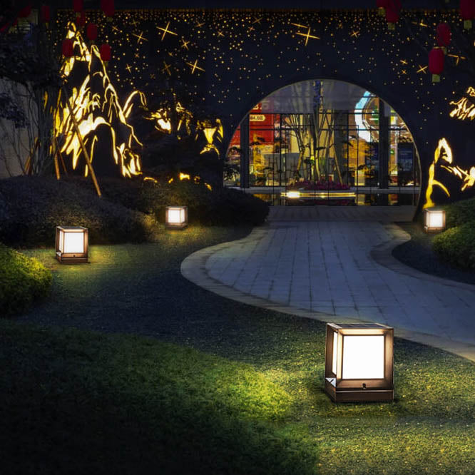 Contemporary Industrial ABS Acrylic Square LED Solar Outdoor Waterproof Lawn Fence Lamp for Outdoor Patio