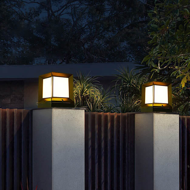 Contemporary Industrial ABS Acrylic Square LED Solar Outdoor Waterproof Lawn Fence Lamp for Outdoor Patio
