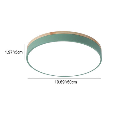 Modern Minimalist Macaron Round Iron Acrylic LED Flush Mount Ceiling Light For Bedroom