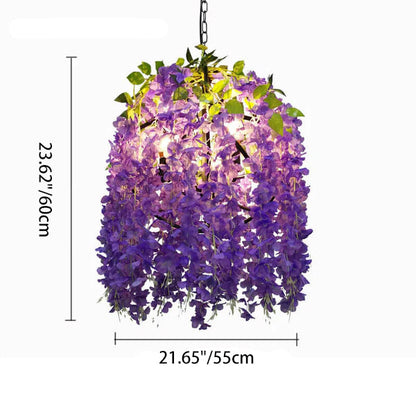 Contemporary Creative Iron Simulation of Flowers Plastic Silk Fabric Colorful Flower 1/3/5-Light Globe Flower Chandeliers For Living Room & Bedroom