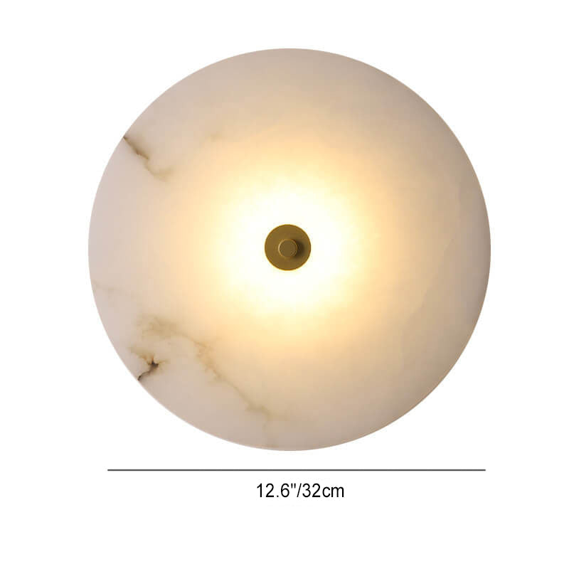Contemporary Luxury Round Marble Iron LED Wall Sconce Lamp For Living Room & Bedroom