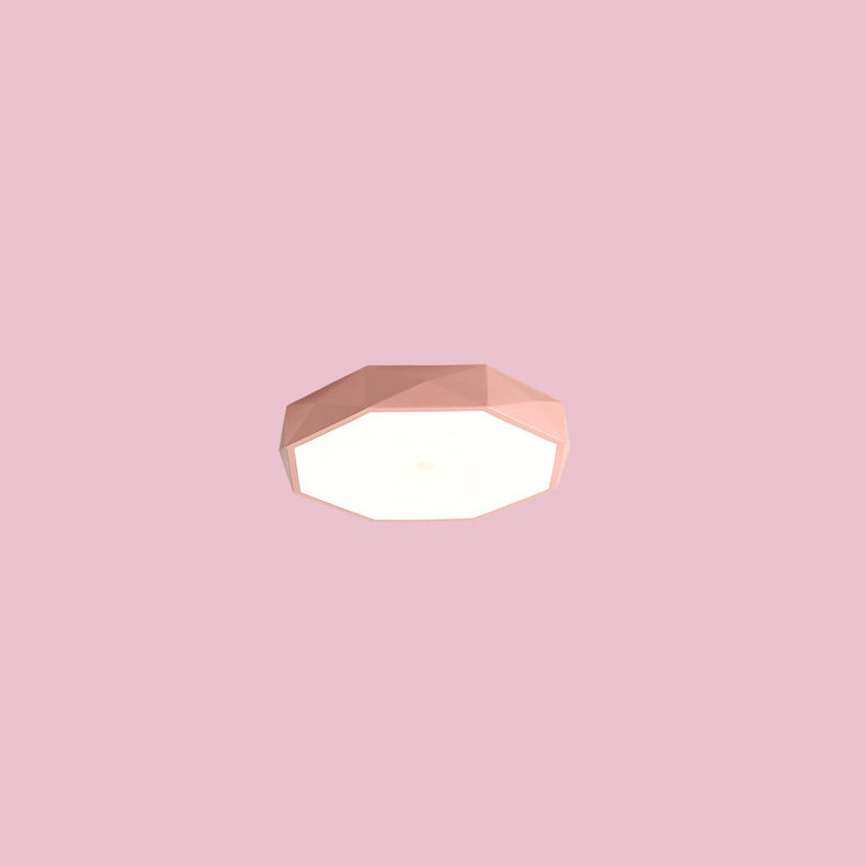 Contemporary Nordic Macaron Diamond Geometry Iron Acrylic LED Flush Mount Ceiling Light For Living Room