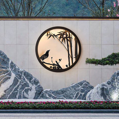 Modern Minimalist Iron & Acrylic Round LED Wall Sconce Lamp For Outdoor Courtyard & Garden