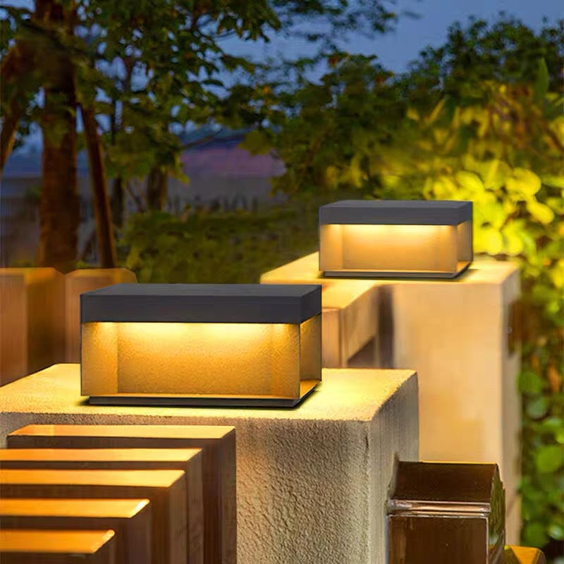Modern Minimalist Stainless Steel Square LED Outdoor Light With Solar & Waterproof Features For Garden, Patio, Gate