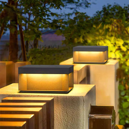Modern Minimalist Stainless Steel Square LED Outdoor Light With Solar & Waterproof Features For Garden, Patio, Gate