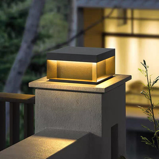 Modern Minimalist Stainless Steel Square LED Outdoor Light With Solar & Waterproof Features For Garden, Patio, Gate