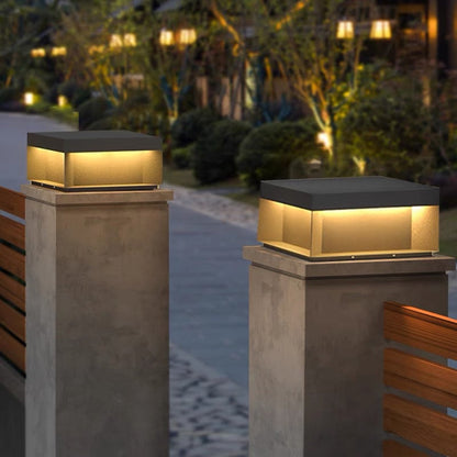 Modern Minimalist Stainless Steel Square LED Outdoor Light With Solar & Waterproof Features For Garden, Patio, Gate