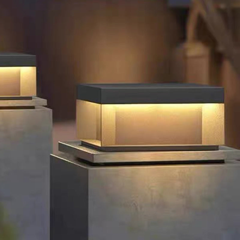 Modern Minimalist Stainless Steel Square LED Outdoor Light With Solar & Waterproof Features For Garden, Patio, Gate