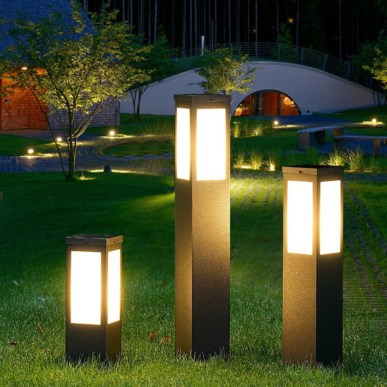 Modern Minimalist Solar Waterproof Metal & PC Pillar LED Outdoor Light Landscape Lighting For Garden & Outdoor Patio