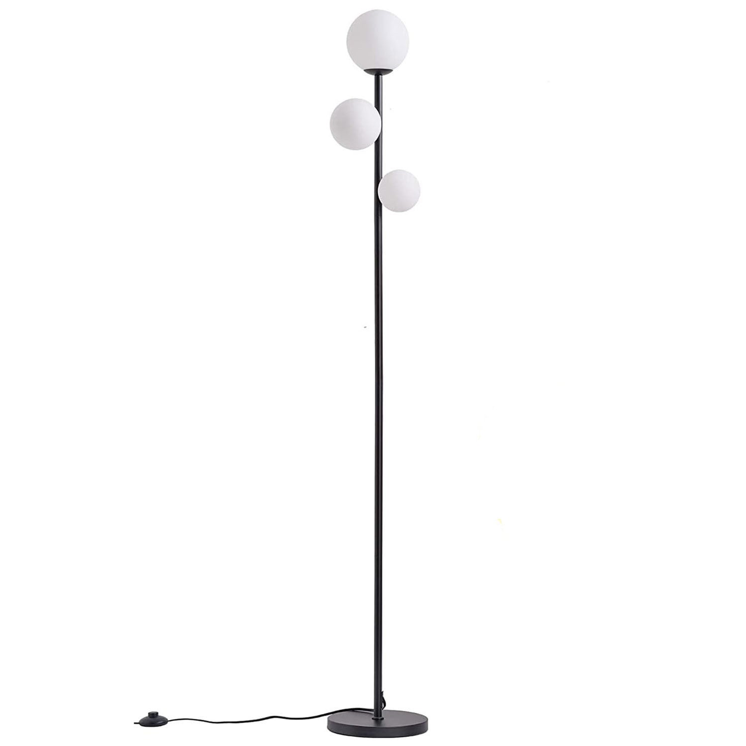 Contemporary Creative Round Ball Acrylic Iron 3-Light Standing Floor Lamp For Bedroom