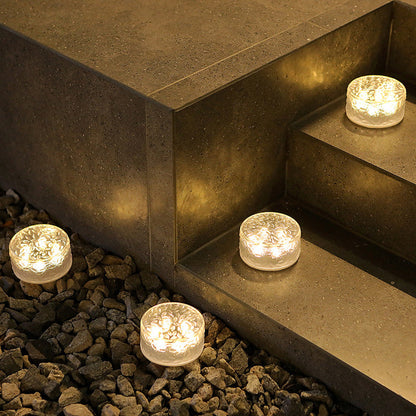 Modern Minimalist Solar Round Ice Brick Shape Acrylic LED Outdoor Light For Garden