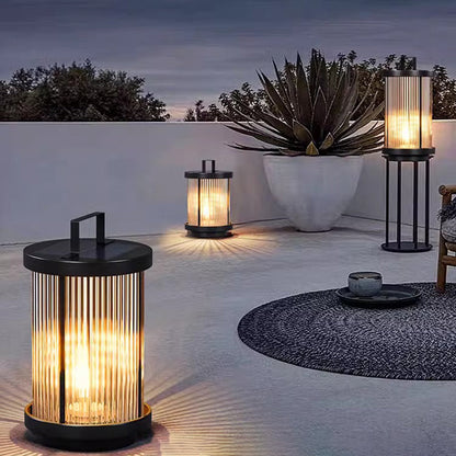 Modern Minimalist Solar Waterproof Cylinder Aluminum Iron Glass 1-Light Outdoor Landscape For Outdoor Patio