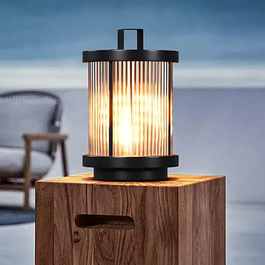 Modern Minimalist Solar Waterproof Cylinder Aluminum Iron Glass 1-Light Outdoor Landscape For Outdoor Patio