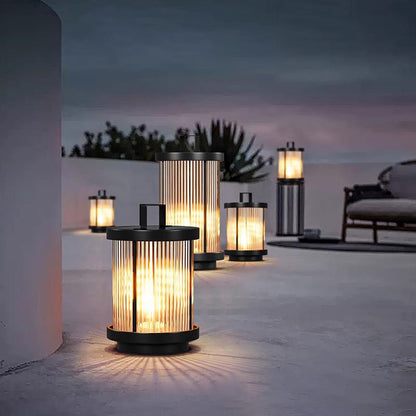 Modern Minimalist Solar Waterproof Cylinder Aluminum Iron Glass 1-Light Outdoor Landscape For Outdoor Patio