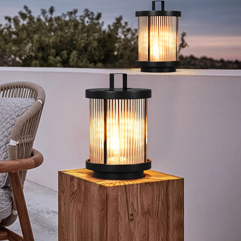 Modern Minimalist Solar Waterproof Cylinder Aluminum Iron Glass 1-Light Outdoor Landscape For Outdoor Patio