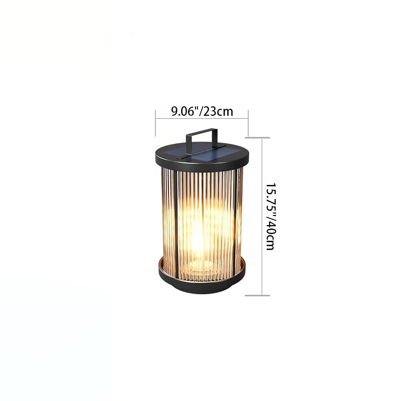 Modern Minimalist Solar Waterproof Cylinder Aluminum Iron Glass 1-Light Outdoor Landscape For Outdoor Patio