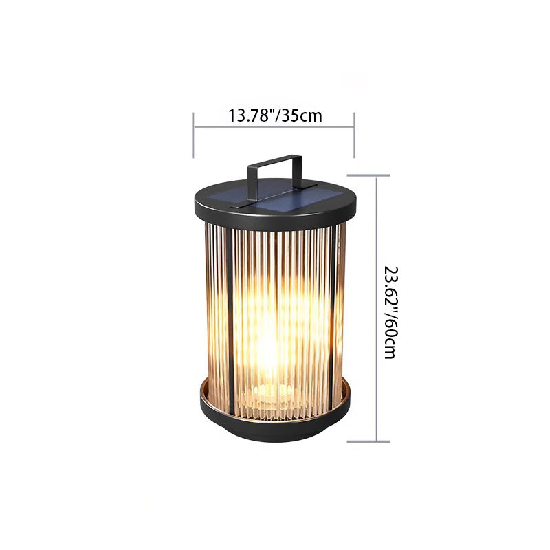 Modern Minimalist Solar Waterproof Cylinder Aluminum Iron Glass 1-Light Outdoor Landscape For Outdoor Patio
