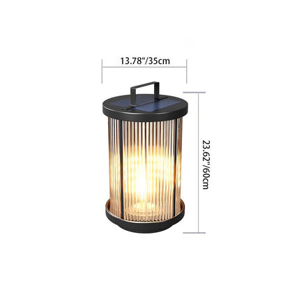 Modern Minimalist Solar Waterproof Cylinder Aluminum Iron Glass 1-Light Outdoor Landscape For Outdoor Patio