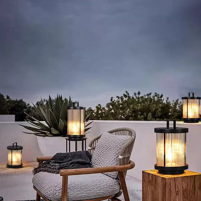 Modern Minimalist Solar Waterproof Cylinder Aluminum Iron Glass 1-Light Outdoor Landscape For Outdoor Patio