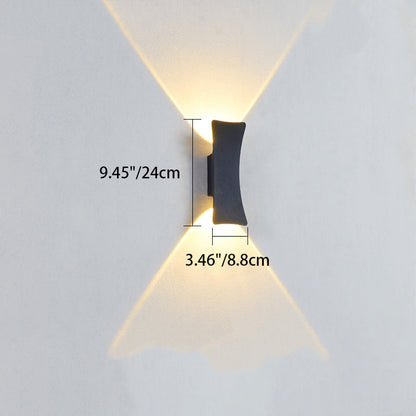 Modern Minimalist Curved Aluminum Up And Down Illuminated LED Waterproof Wall Sconce Lamp For Outdoor Patio