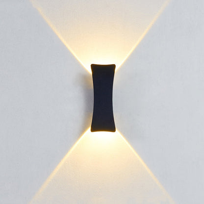 Modern Minimalist Curved Aluminum Up And Down Illuminated LED Waterproof Wall Sconce Lamp For Outdoor Patio